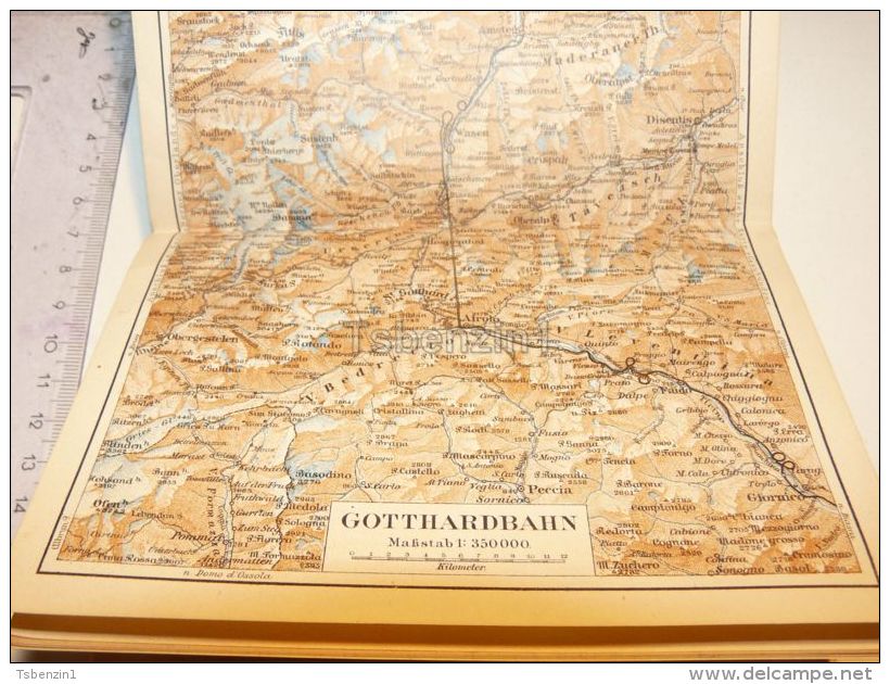 GotthardbahnAltdorf Erstfeld Disentis Airolo St. Gotthard Hospenthal  Schweiz Suisse Map Karte 1886 - Cartes Géographiques