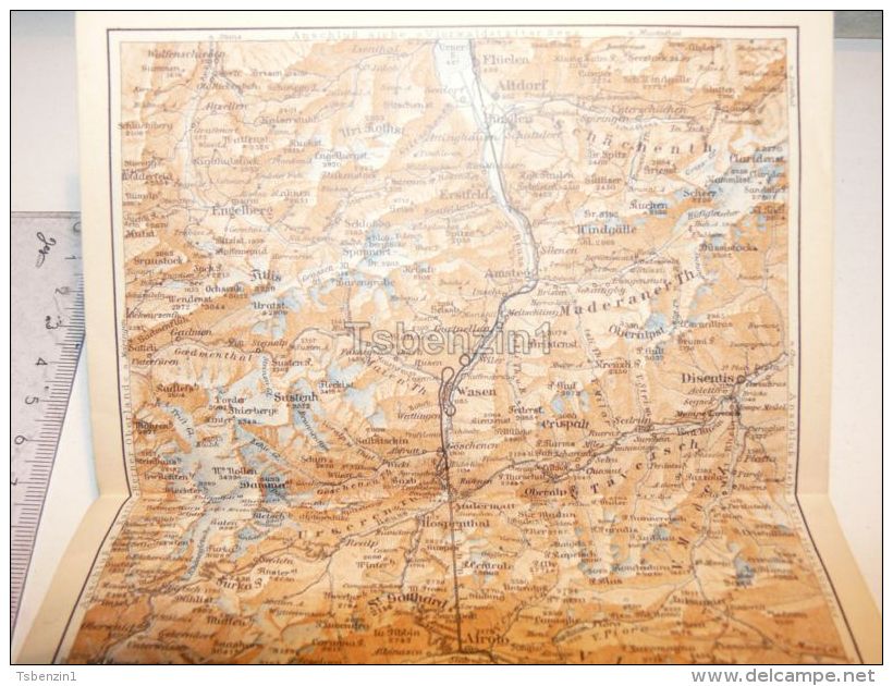 GotthardbahnAltdorf Erstfeld Disentis Airolo St. Gotthard Hospenthal  Schweiz Suisse Map Karte 1886 - Cartes Géographiques