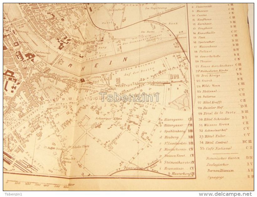Basel Rhein Schweiz Suisse Map Karte 1886 - Landkarten