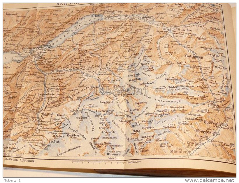 Bern Berner Oberland Krattigen Guttannen Oberwald Münster Thuner See Meiringen Schweiz Suisse Map Karte 1886 - Cartes Géographiques