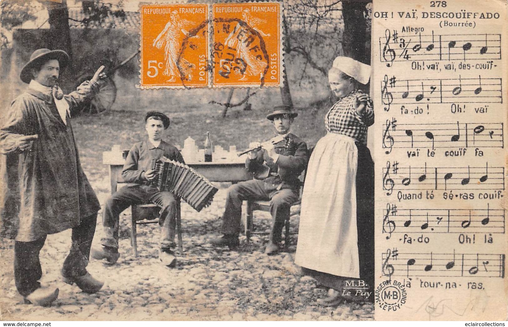 Musique.Accordéon.              Le Velay Danse Folklorique         43 Le Puy           (voir Scan) - Musique Et Musiciens