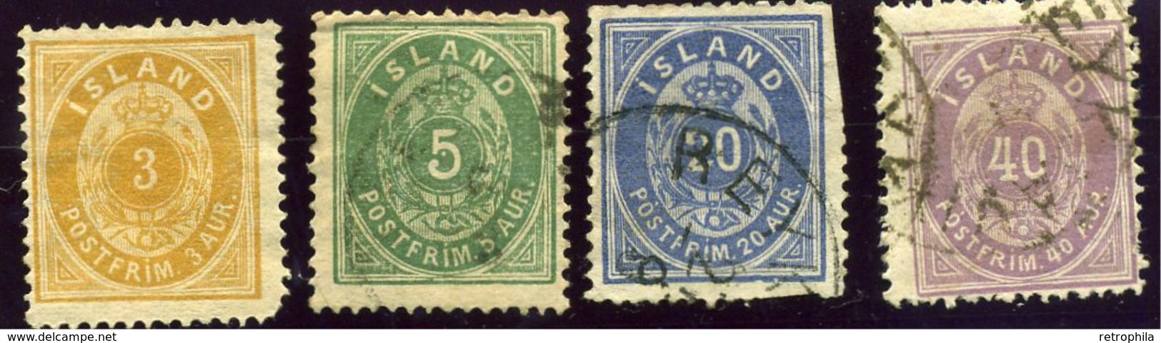 ISLANDE - ISLAND - COLECTION D’ANCIENS 1882 - Numéros 12 à 15 - 4 TIMBRES Oblitérés - Oblitérés