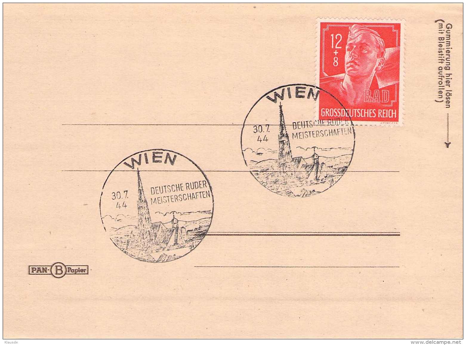 SST Wien Deutsche Ruder Meisterschaften 1944 - Maschinenstempel (EMA)