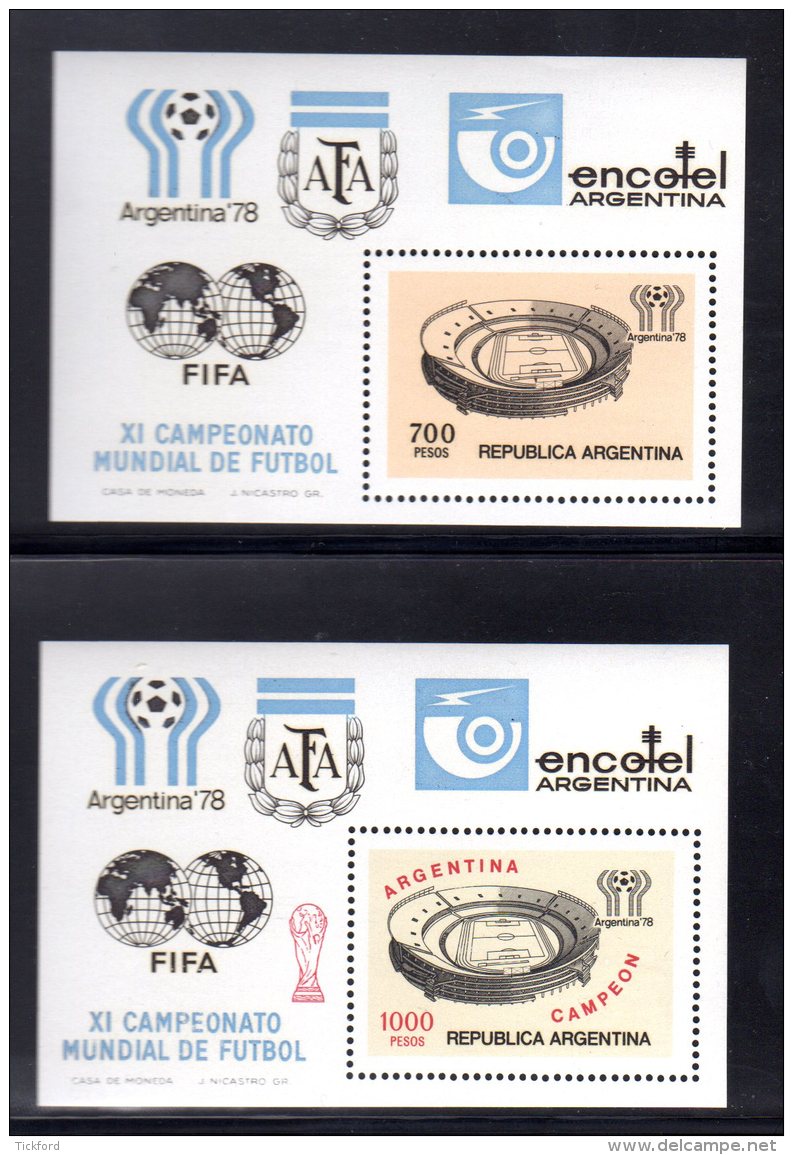 ARGENTINE - 1978 - NEUFS ** LUXE /MNH - 2 BF N# 18/19 - Coupe Du Monde De Foot-ball - Blocks & Kleinbögen