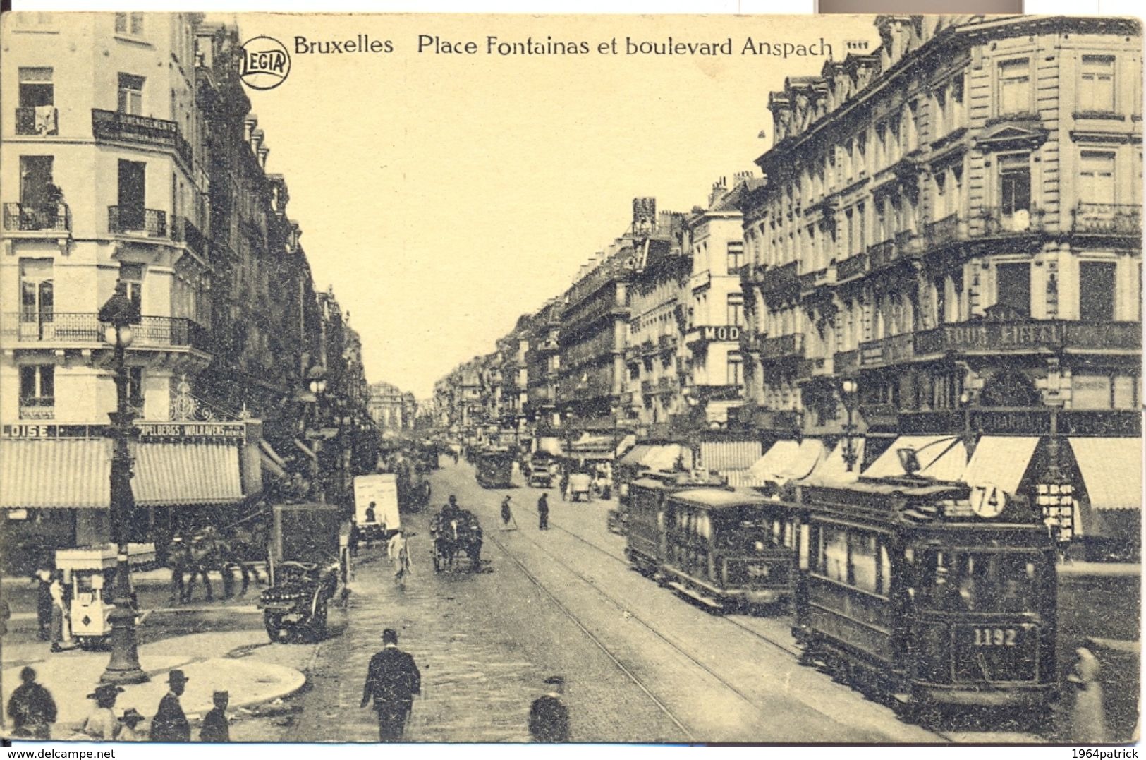 BRUXELLES  PLACE FONTAINAS ET BOULEVARD ANSPACH   TRAM !!! - Marktpleinen, Pleinen