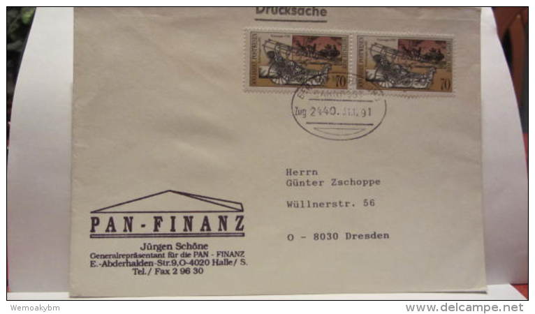 BRD-VGO: Ds-Brief Bis 100g Mit 70 Pf 500 Jahre Postwesen Vom 31.12.91 Letzttag Für DM/DDR-Marken Knr: 3356 (2) - Storia Postale