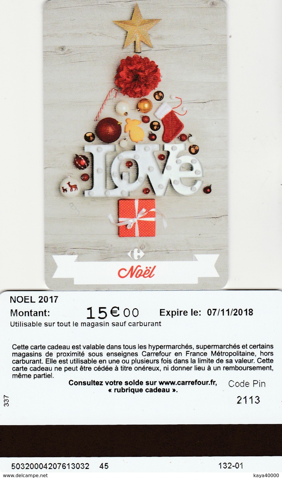 ## Carte  Cadeau   CARREFOUR  CE  15eu  ## ( FRANCE) Gift Card, Giftcart, Carta Regalo, Cadeaukaart - Cartes Cadeaux