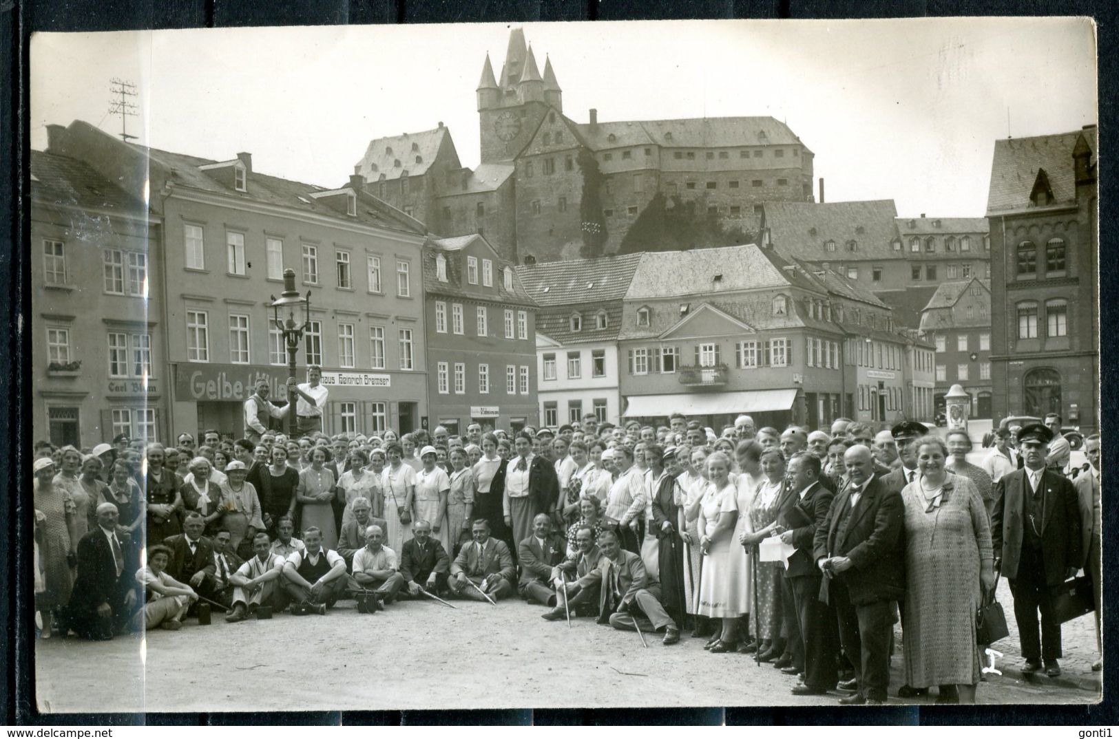 CPSM S/w Photo Anlaßkarte German Empires Diez 1934"KdF Reiseteilnehmer Auf Dem Marktplatz" 1 Photokarte Blanco - Diez
