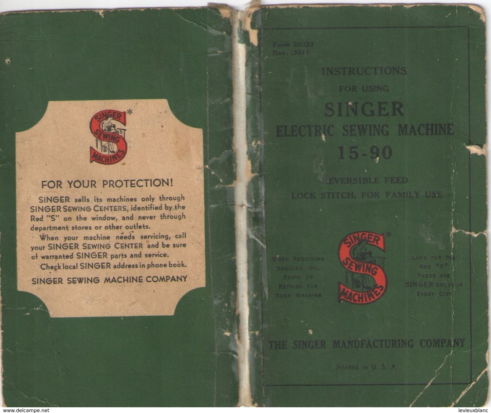 Manuel Pratique/Instructions for using SINGER Electric Sewing Machine 15-90/Singer manufacturing company/USA/1948  MER60