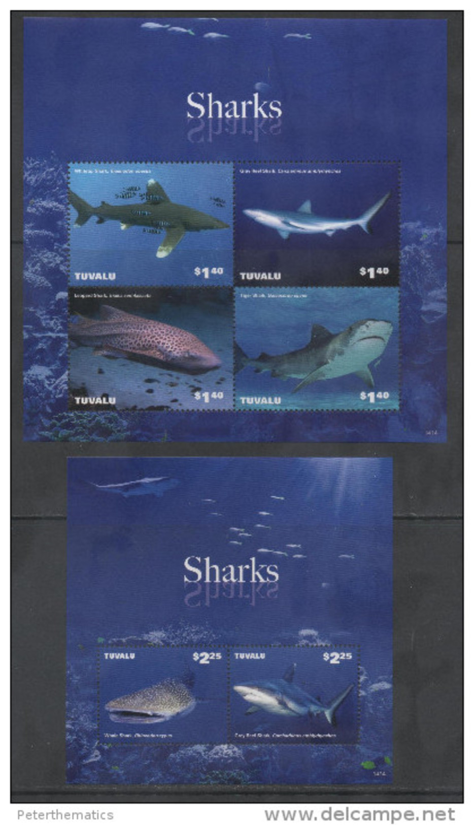 TUVALU, 2014, MNH, MARINE LIFE, SHARKS,PART II,SHEETLET +S/SHEET, NICE PHOTOS - Marine Life