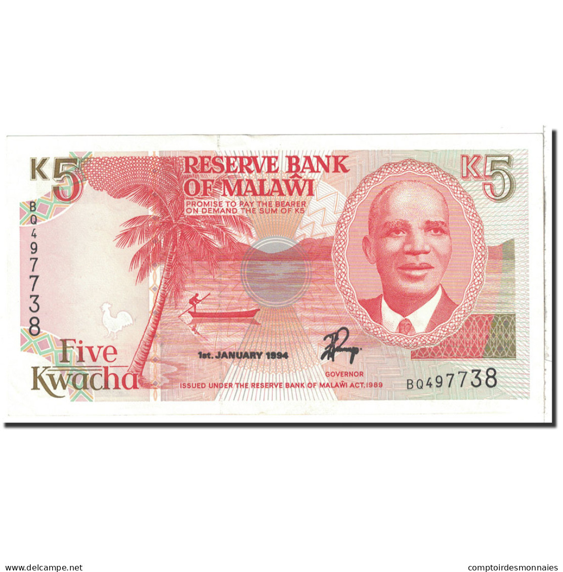 Billet, Malawi, 5 Kwacha, 1994, 1994-01-01, KM:24b, NEUF - Malawi