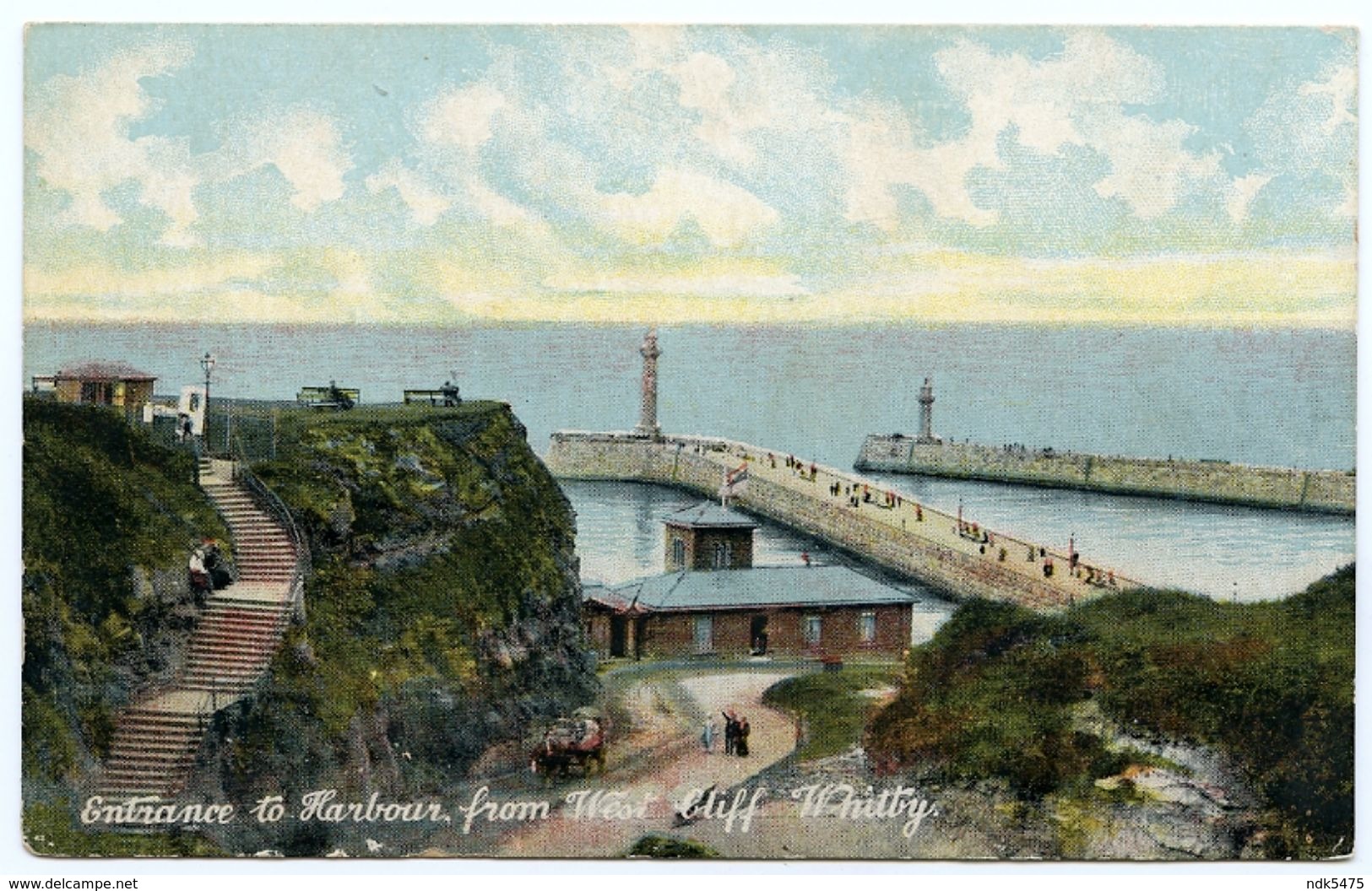 WHITBY : ENTRANCE TO HARBOUR, FROM WEST CLIFF - Whitby