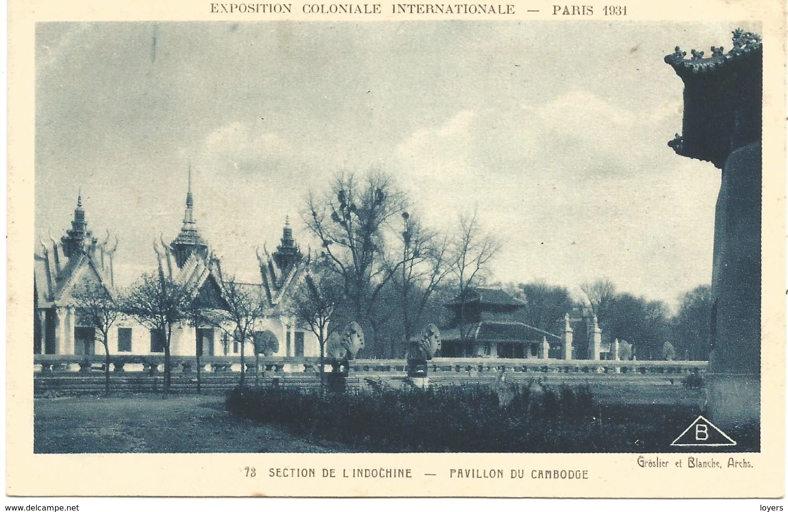 EXPOSITION COLONIALE INTERNATIONALE-PARIS 1931 - SECTION DE L'INDOCHINE-PAVILLON DU CAMBODGE. (scan Verso) - Mostre