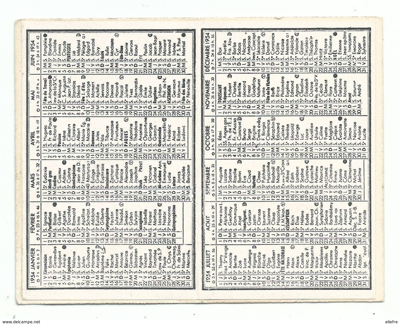 Calendrier 1954 Bagages Cosmos Selliers BD Haussmann Paris Gréement Dorure à L'ancienne - Klein Formaat: 1941-60