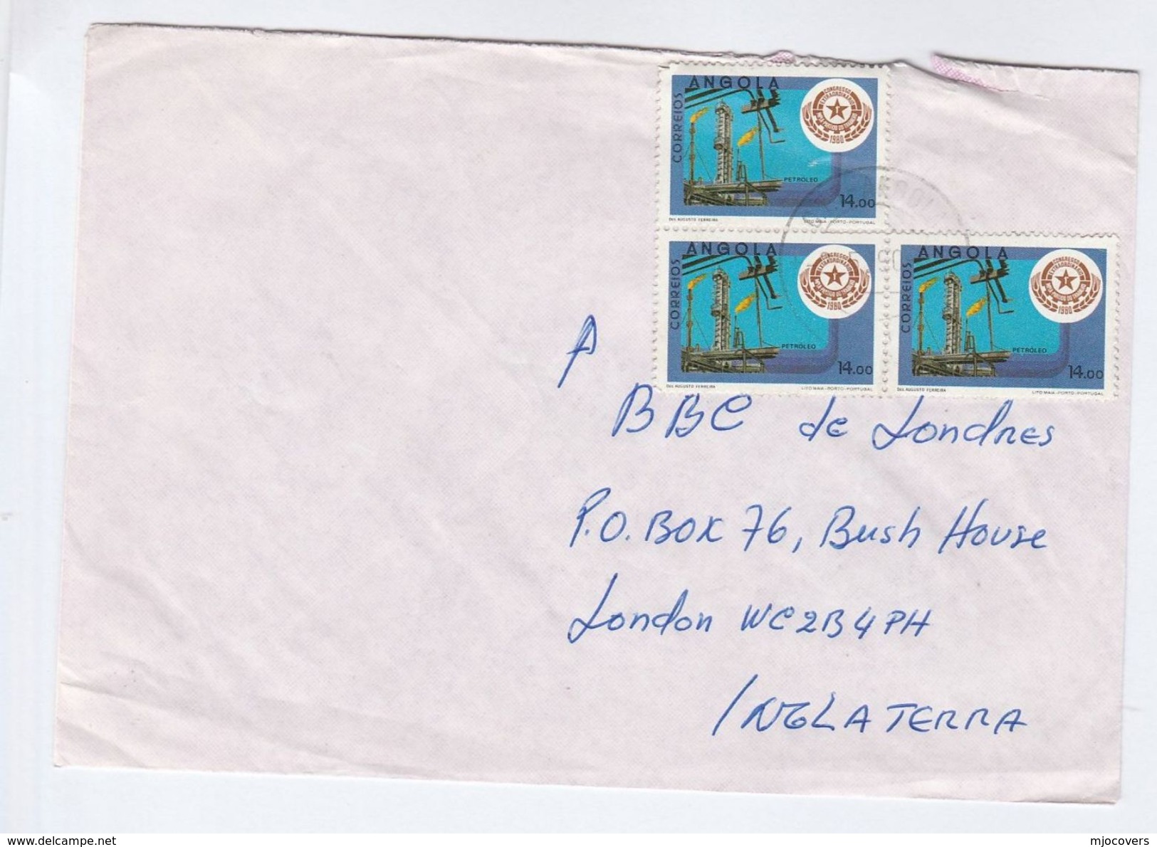 1990 ANGOLA COVER Stamps OIL   To  BBC London GB Energy Minerals Petrochemicals - Angola