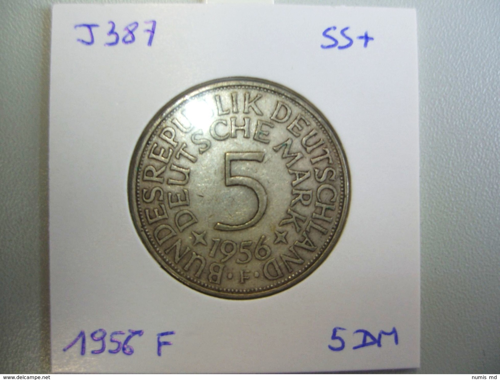 BRD  Bundesrepublik DEUTSCHLAND Kursmünze 5 Deutsche Mark Silber-Adler 1956 F *SS/VZ* (J387 ) - 5 Mark