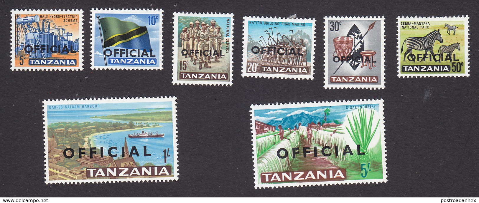 Tanzania, Scott #O1-O8, Mint Hinged, Scenes Of Tanzania Overprinted, Issued 1965 - Tanzanie (1964-...)