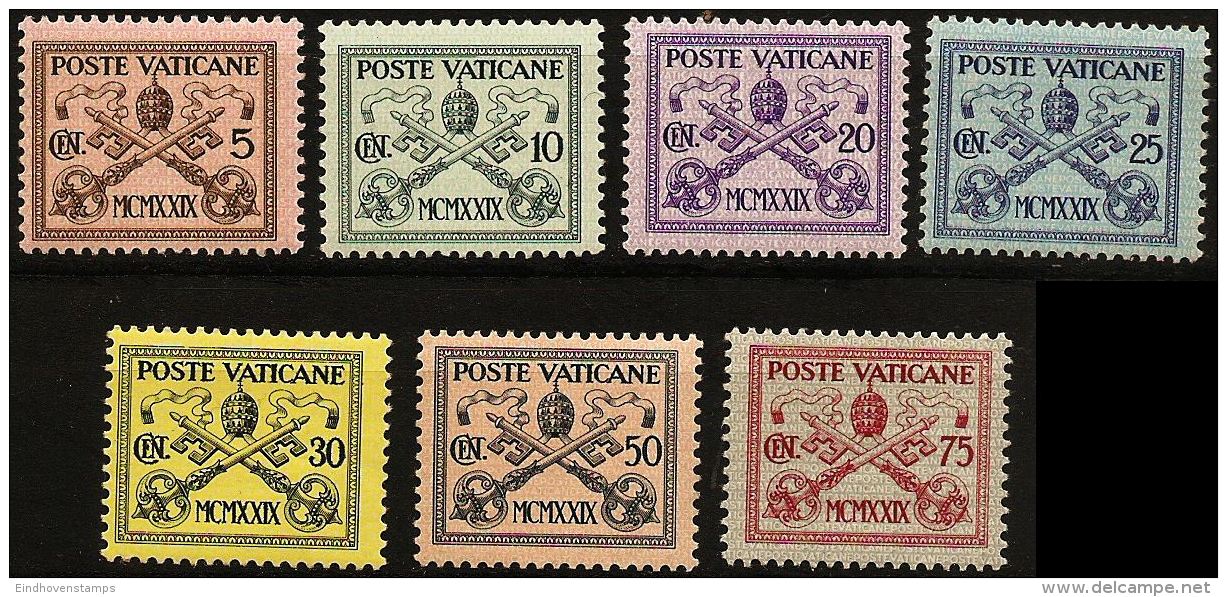 Vatican 1929, 5-75 C Papal Crest Stamps, Crossed Keys, Unused - Neufs