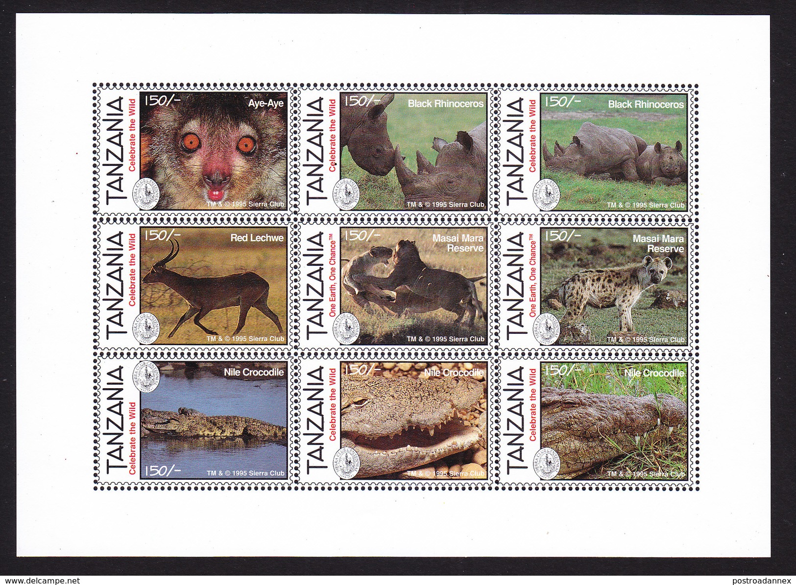 Tanzania, Scott #1327-1328, Mint Never Hinged, Wildlife, Issued 1995 - Tanzania (1964-...)