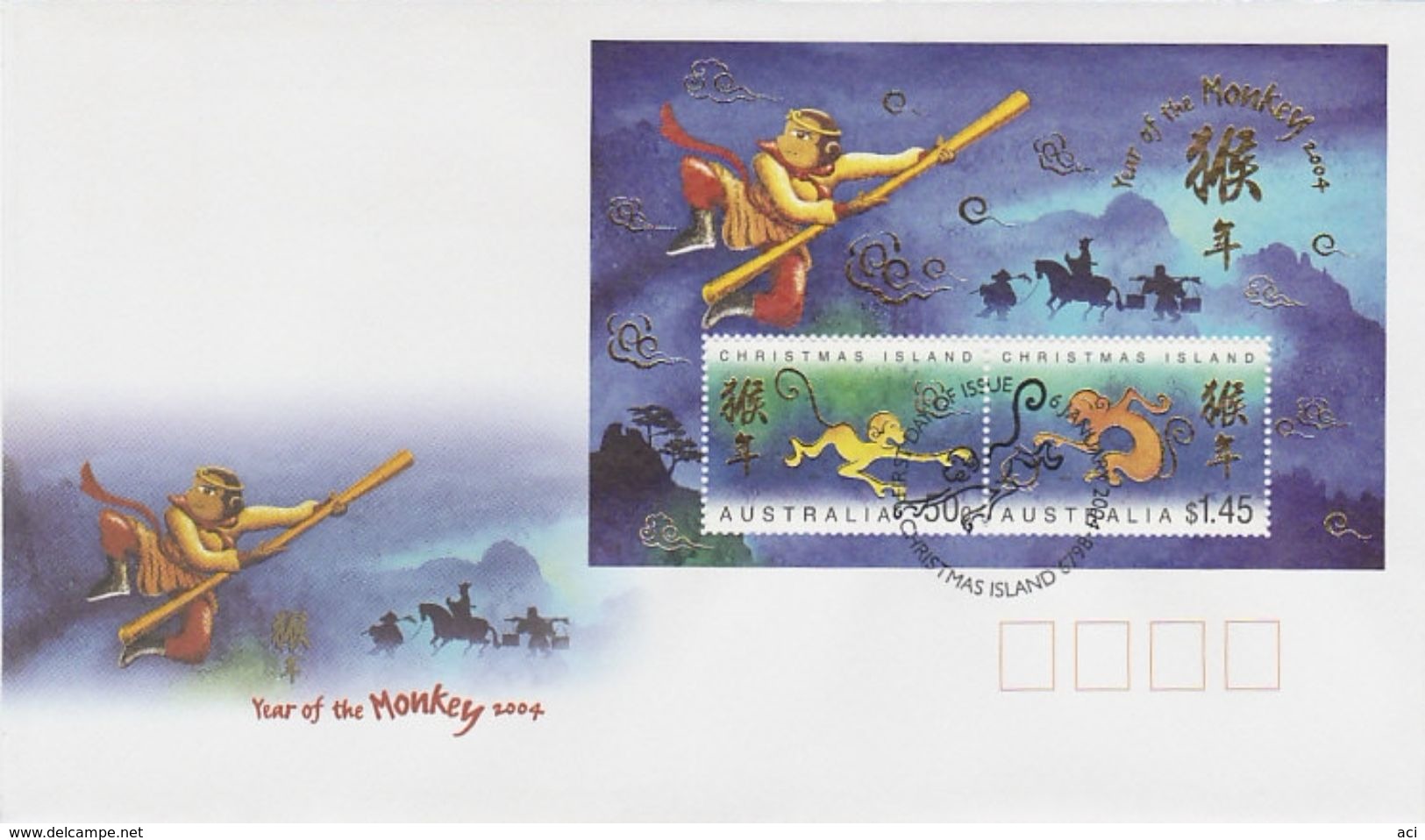 Christmas Island 2004 Year Of The Monkey Souvenir Sheet - Christmas Island
