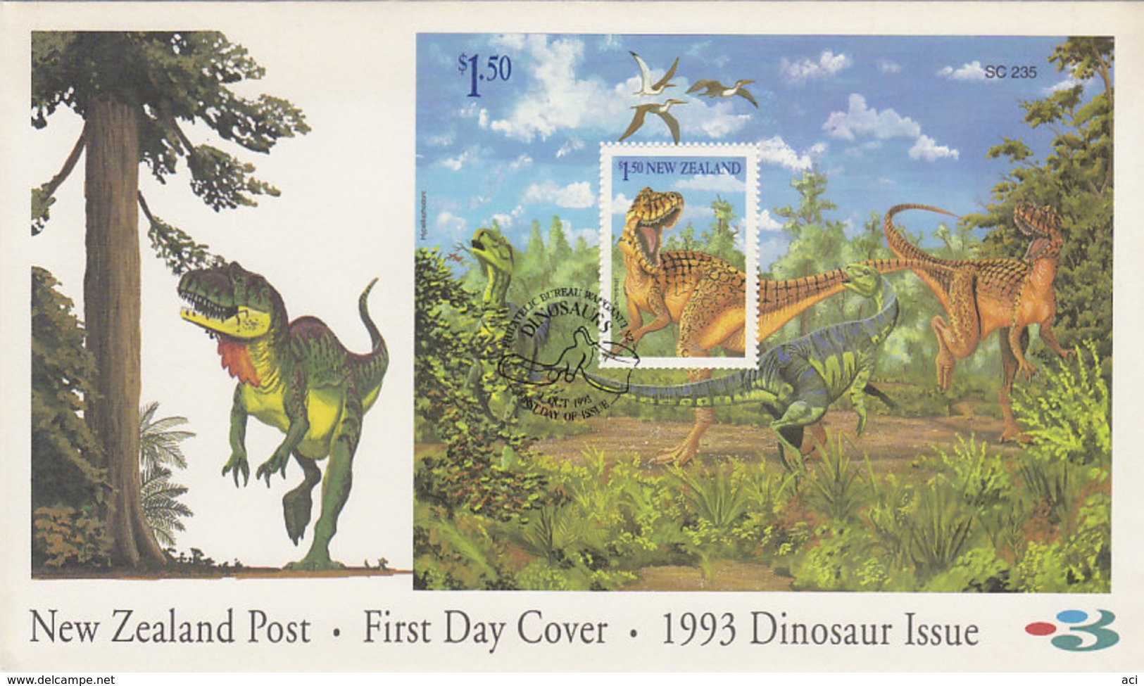 New Zealand 1993 Dinosaurs Souvenir Sheet FDC - FDC