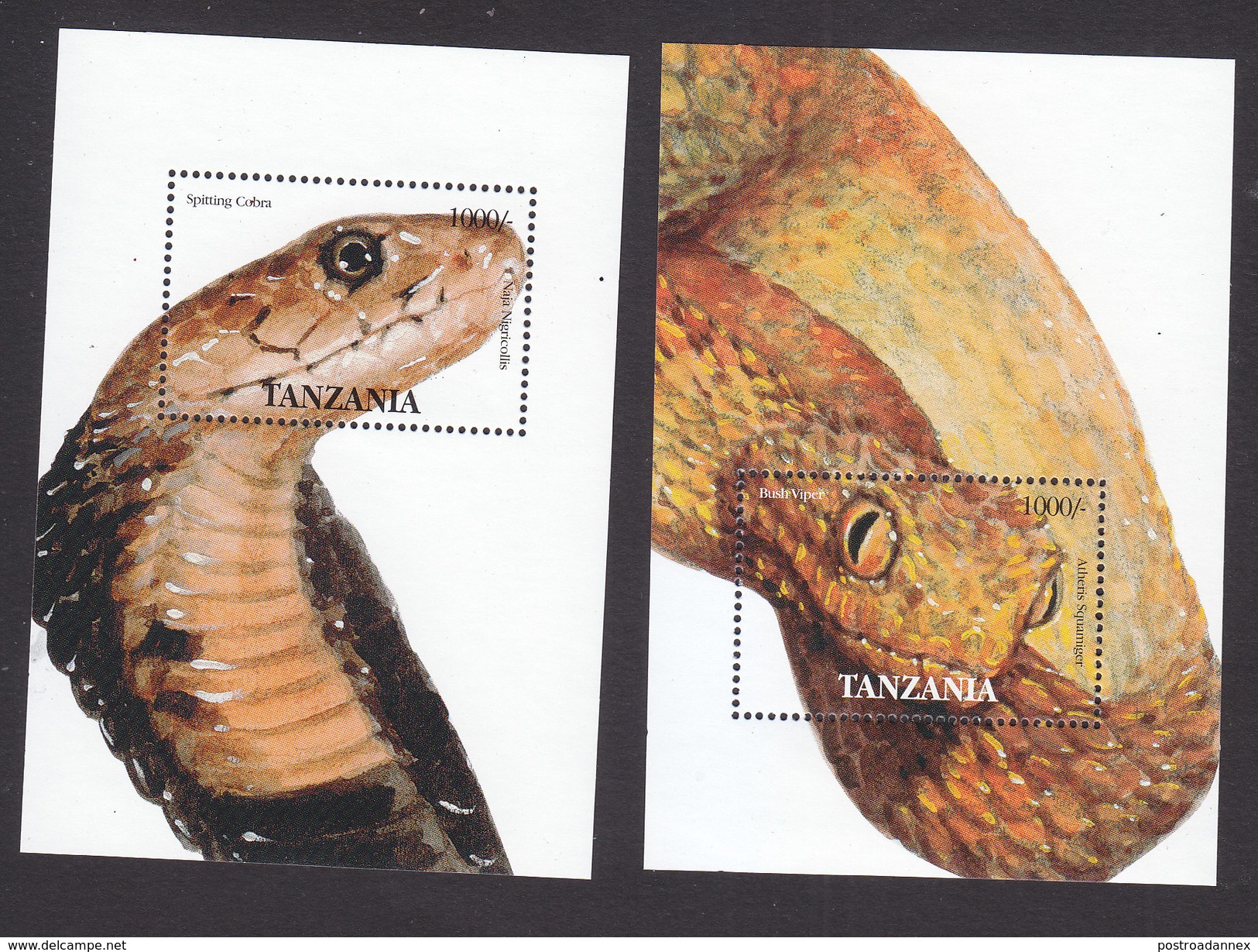 Tanzania, Scott #1355-1356, Mint Hinged/Never Hinged, Reptiles, Issued 1995 - Tanzanie (1964-...)