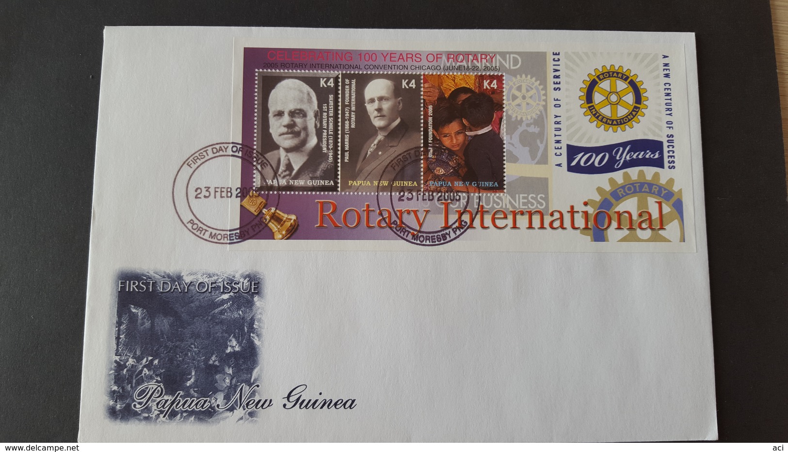 Papua New Guinea 2005 Rotary A Century Of Service Miniature Sheet FDC - Papua New Guinea