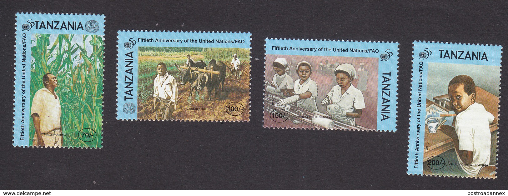 Tanzania, Scott #1367-1371, Mint Hinged, 50th Anniversary Of UN, Issued 1995 - Tanzania (1964-...)