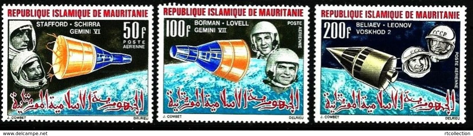 Mauritania 1966 Manned Space Exploration Satellite Sciences Voshod & Gemini Stamps MNH Mi 270-272 Yv PA.51-53 Sc C48-50 - Europe