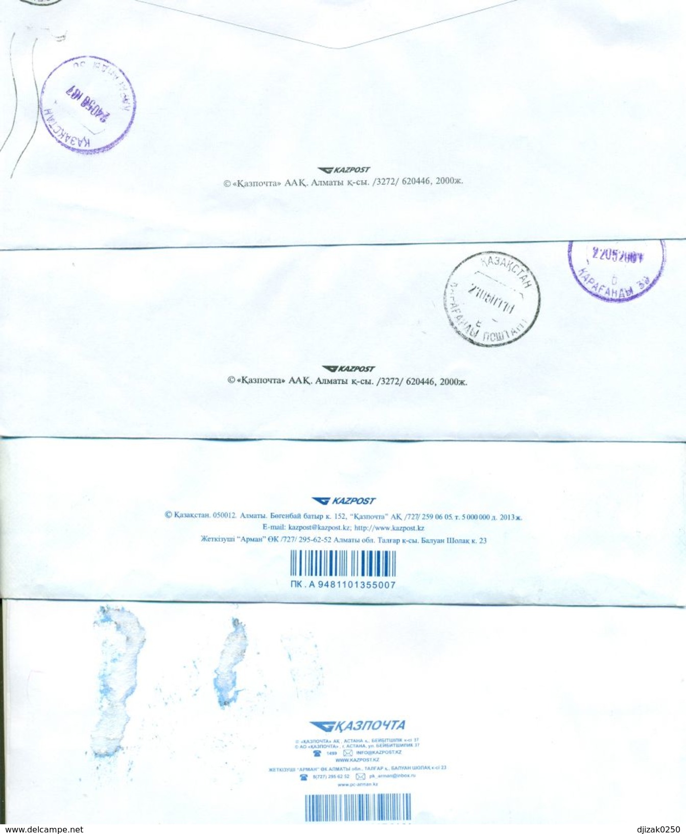 Kazakhstan.Four Envelopes Past The Mail. Two Envelopes Registered. - Kazakhstan