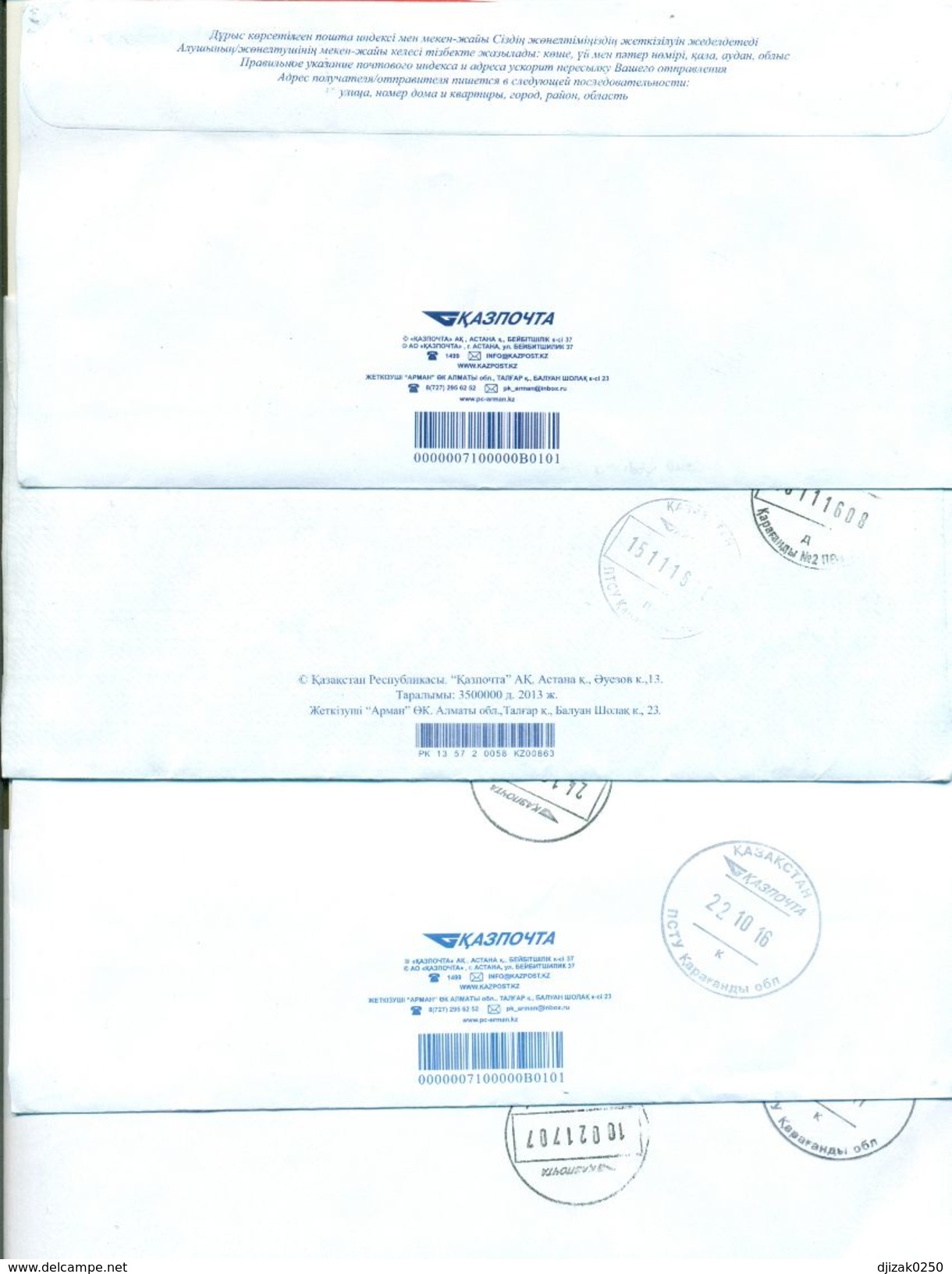 Kazakhstan.Four Envelopes Past The Mail. One Envelope Registered. - Kazakhstan