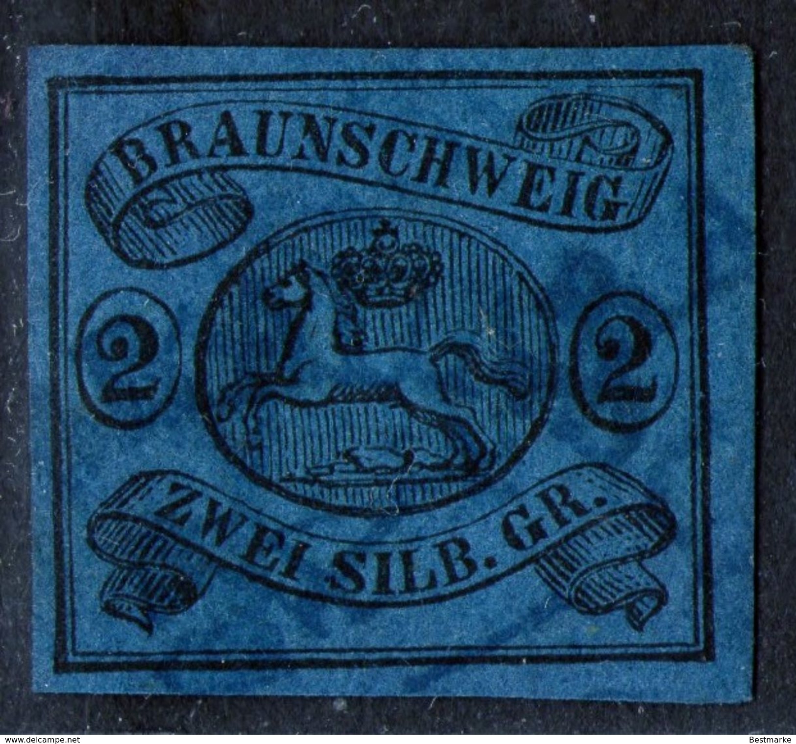 Kreisbogenstempel Braunschweig Auf 2 Silbergroschen Blau - Braunschweig Nr. 7a - Pracht - Brunswick
