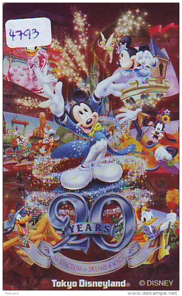 Télécarte JAPON DISNEY (4793) Métal Japon DISNEY * MF-1001577 * Disneyland 20 Th Anniversaire - Disney