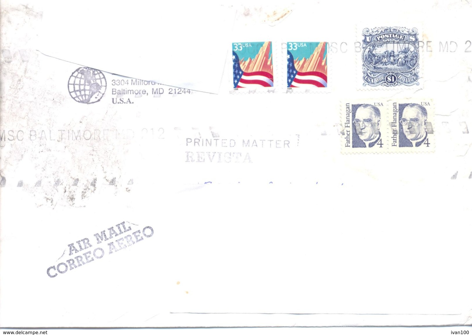 1999. USA, The Letter Sent By Air-mail Post To Moldova - Briefe U. Dokumente