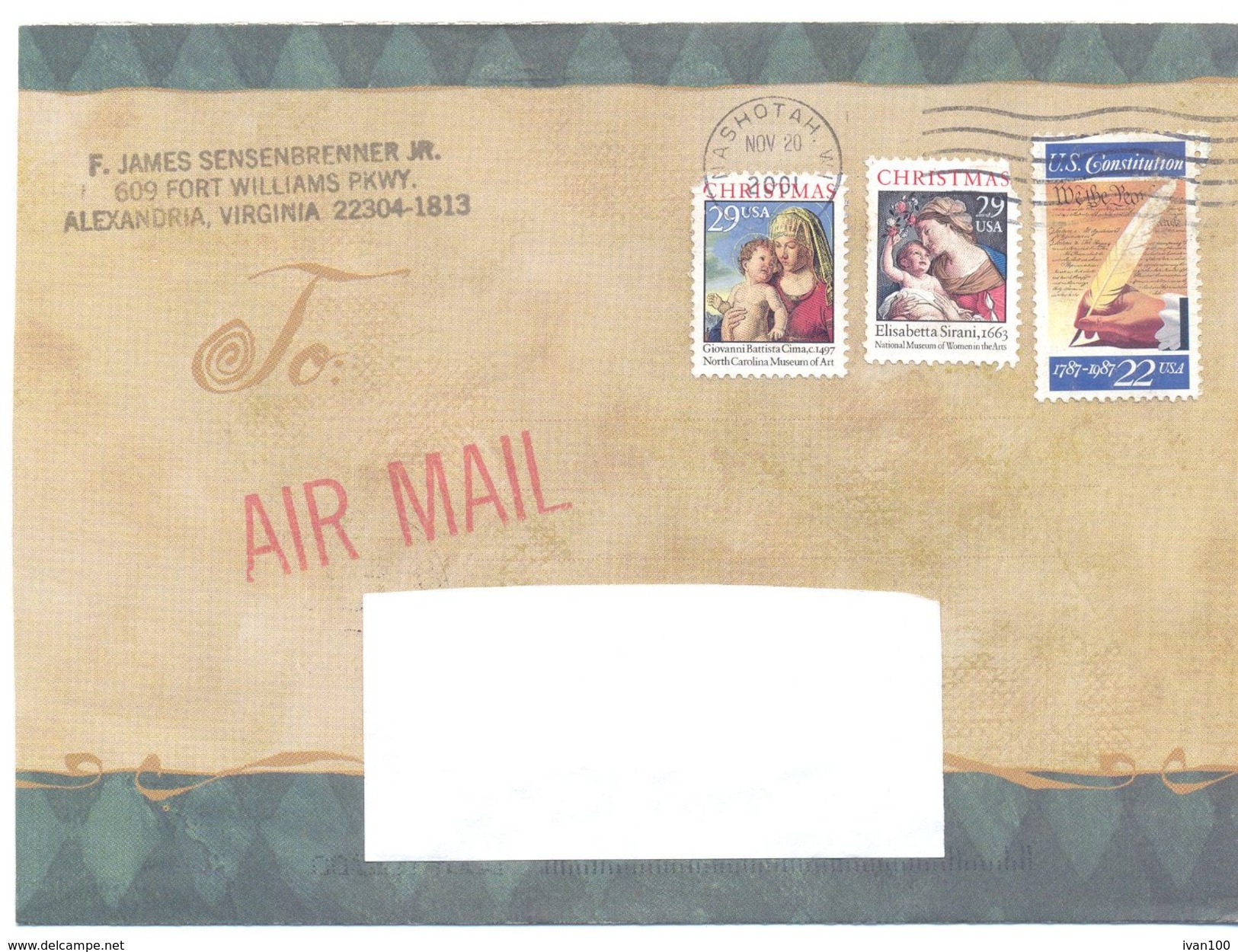 2001. USA, The Letter Sent By Air-mail Post To Moldova - Brieven En Documenten