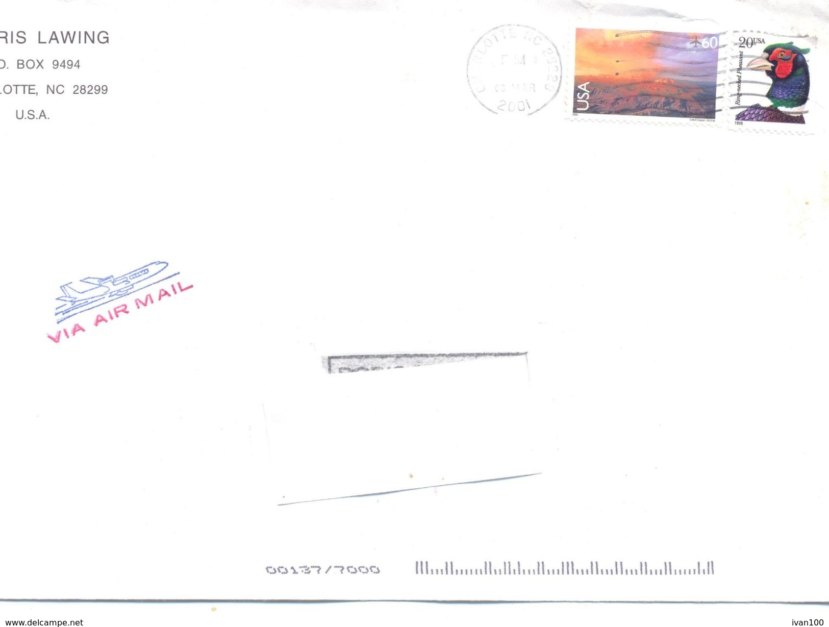 2001. USA, The Letter Sent By Air-mail Post To Moldova - Cartas & Documentos