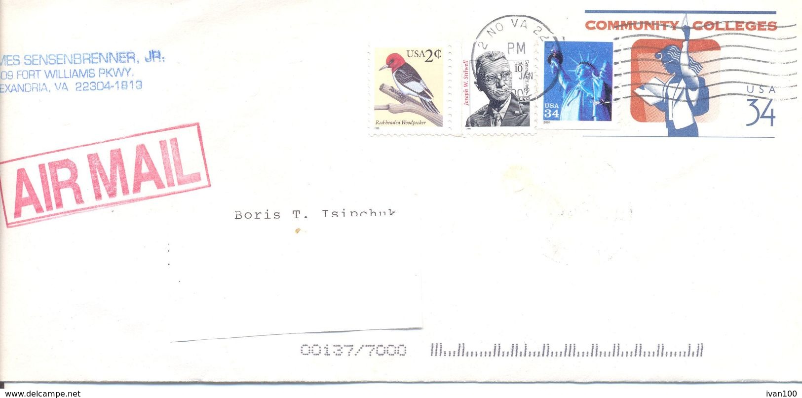 2002. USA, The Letter Sent By Air-mail Post To Moldova - Cartas & Documentos