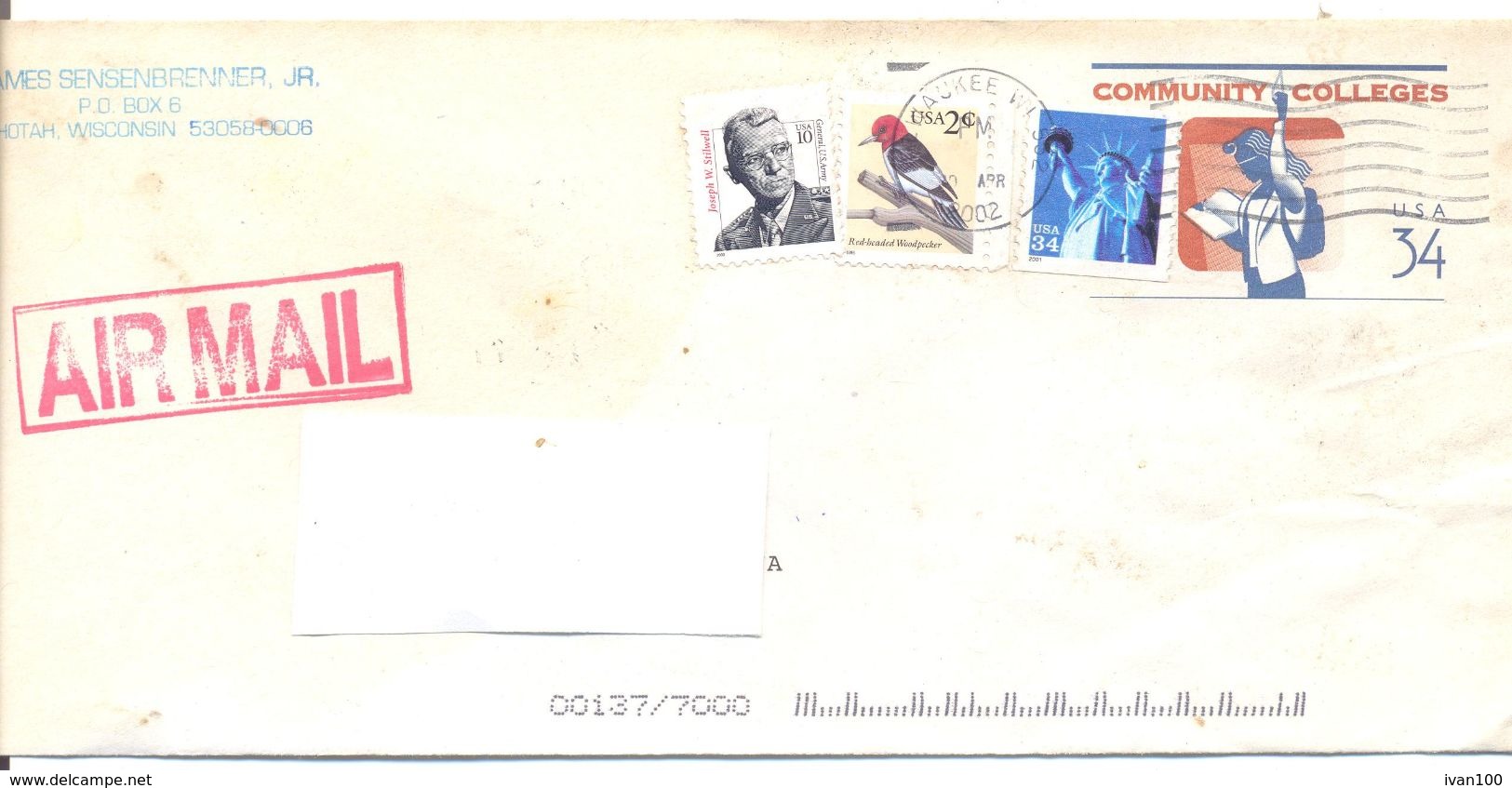 2002. USA, The Letter Sent By Air-mail Post To Moldova - Brieven En Documenten