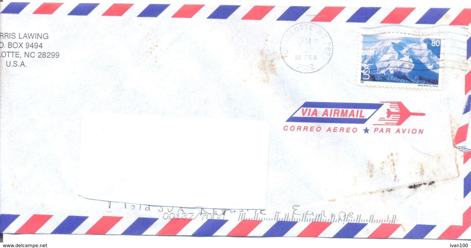 2002. USA, The Letter Sent By Air-mail Post To Moldova - Briefe U. Dokumente