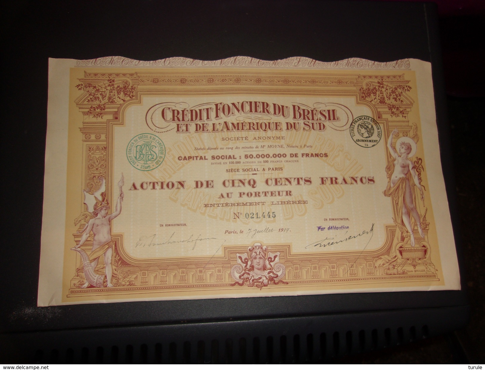 CREDIT FONCIER DU BRESIL ET DE L'AMERIQUE DU SUD (1914) - Altri & Non Classificati