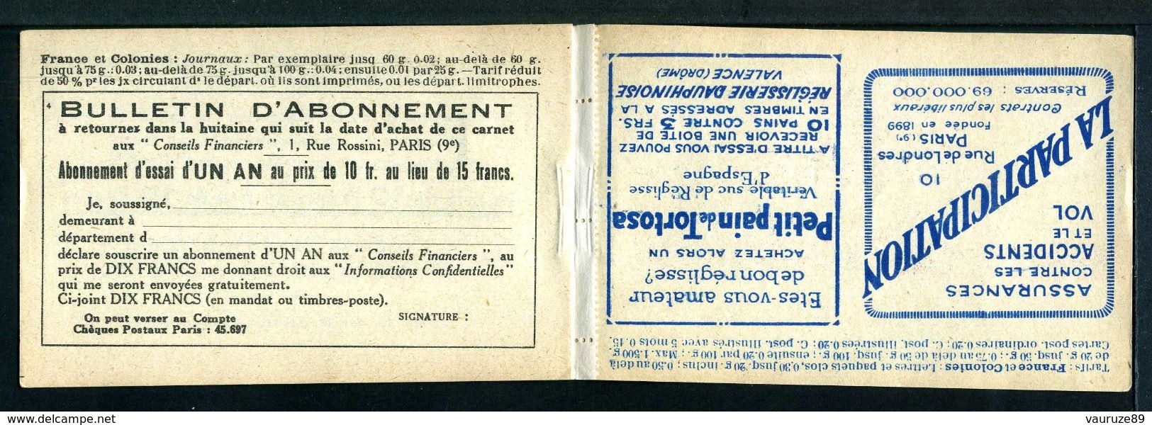 Carnets 192-C2 Et C5 Semeuse 30c Bleu - Couverture Vide Série 101 O - Autres & Non Classés