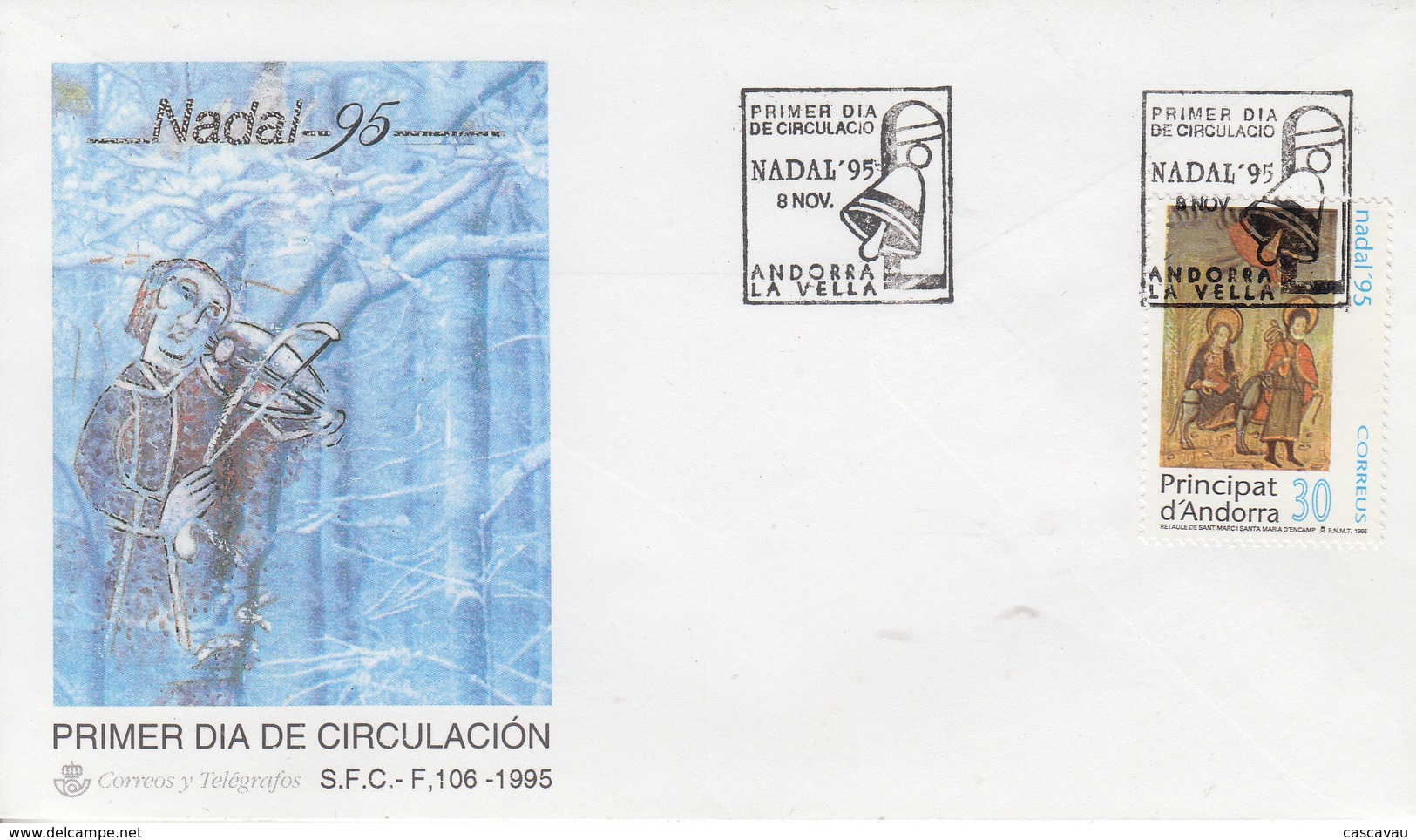 Enveloppe  FDC  1er  Jour  ANDORRE   Espagnol    NOËL   1995 - Autres & Non Classés