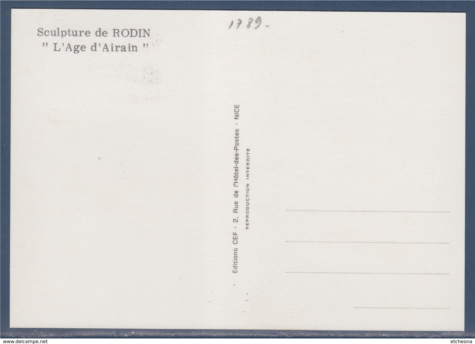 = Europa Sculptures CEPT N°1789 CP Premier Jour Strasbourg 20.04.74 "l'Age D'Airain" De Rodin 1840-1917 - 1974