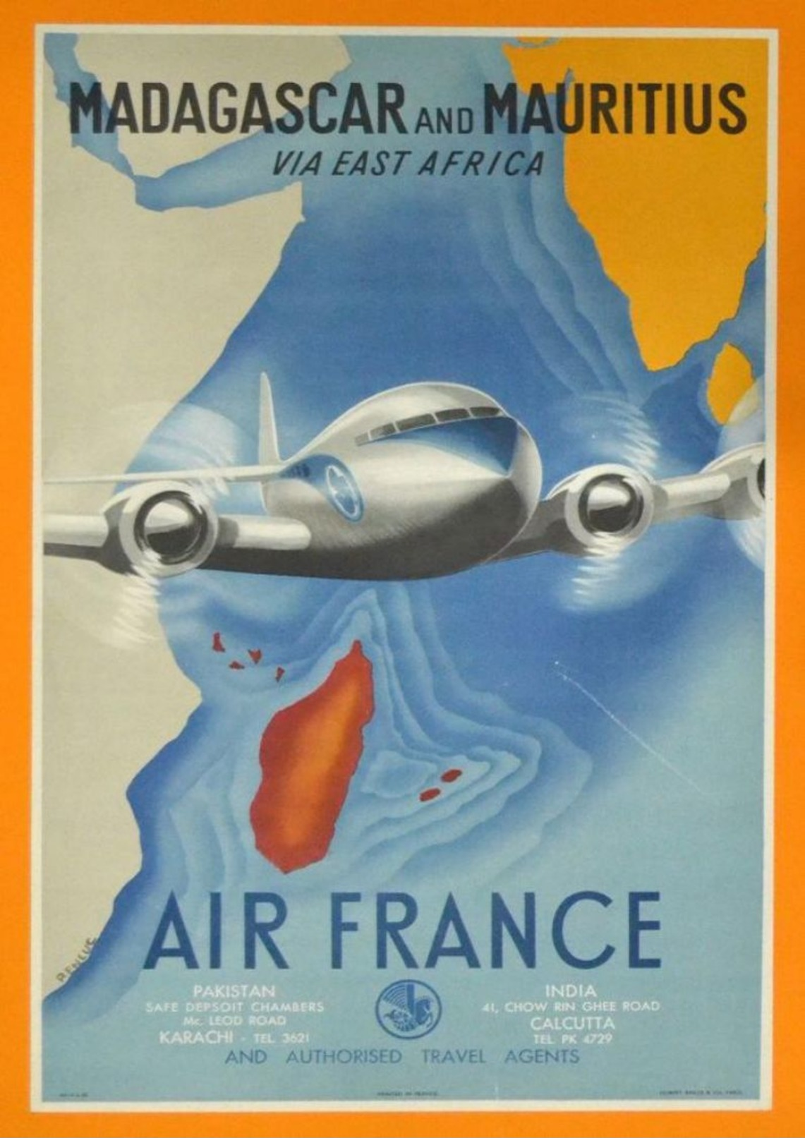 Air France Madagascar And Mauritius 1950 - Postcard Reproduction - Publicidad