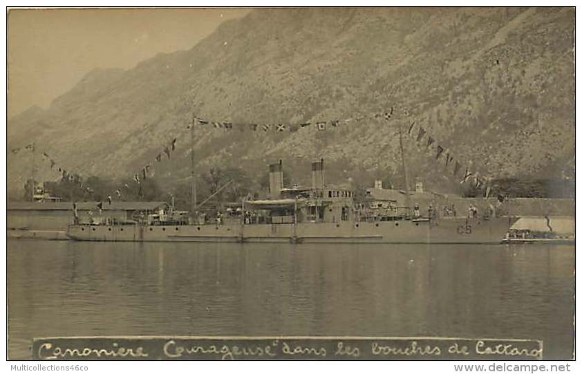 130118B - CARTE PHOTO ANCIENNE MONTENEGRO 1919 Canonière COURAGEUSE Bouches De CATTARO KOTOR Dragage Des Mines Bateau - Montenegro