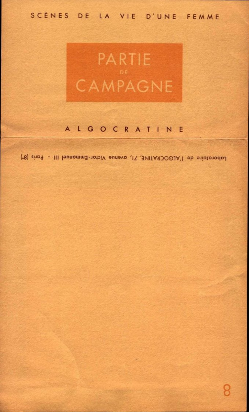 Lot de 8 Publicités Anciennes - Algocratine analgésique - Scènes de la vie d'une femme - R/V - Bill-826