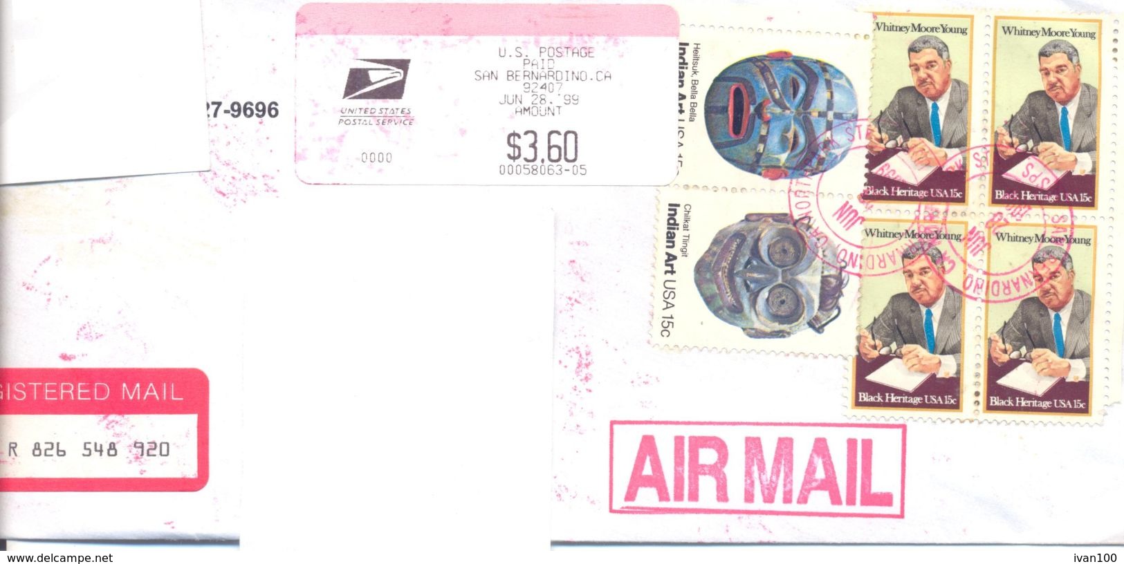 1999. USA, The Letter Sent By Registered Air-mail Post To Moldova - Storia Postale