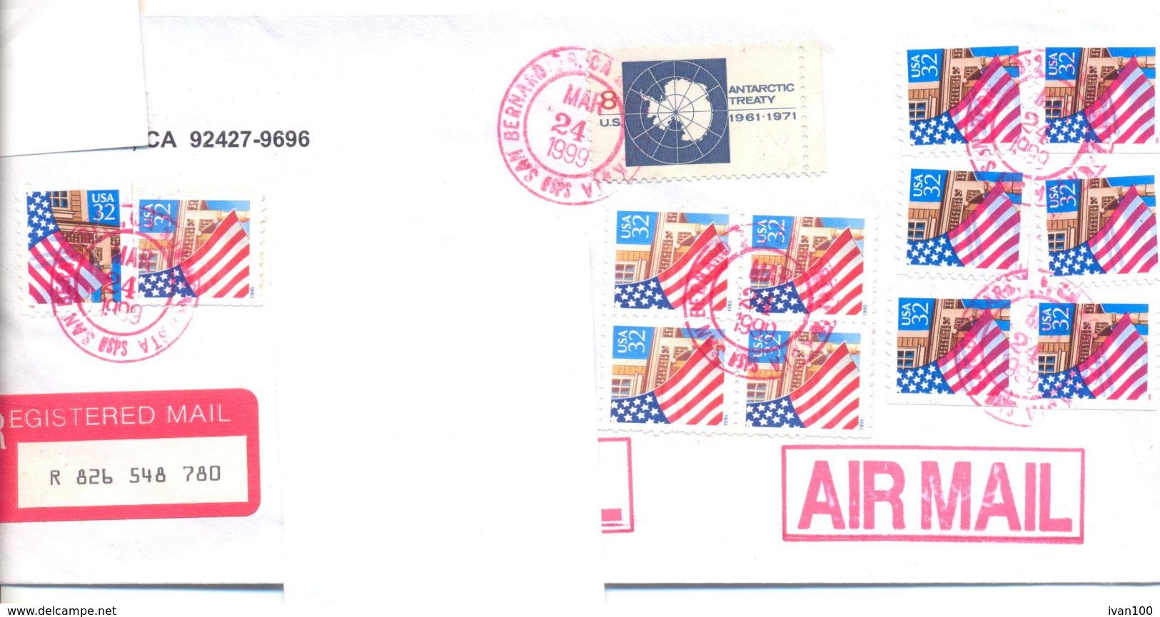 1999. USA, The Letter Sent By Registered Air-mail Post To Moldova - Storia Postale