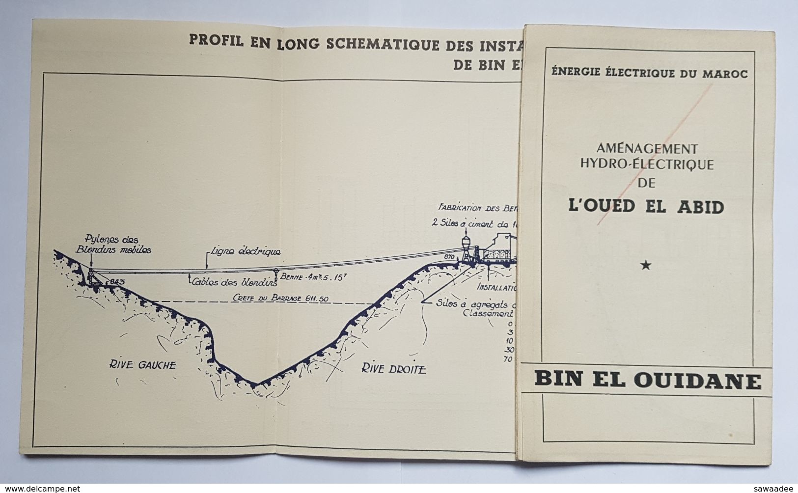 PLAN ET CARTE - ENERGIE ELECTRIQUE DU MAROC - AMENAGEMENT HYDRO ELECTRIQUE DE L'OUED EL ABID - BIN EL OUIDANE - 1950 - World