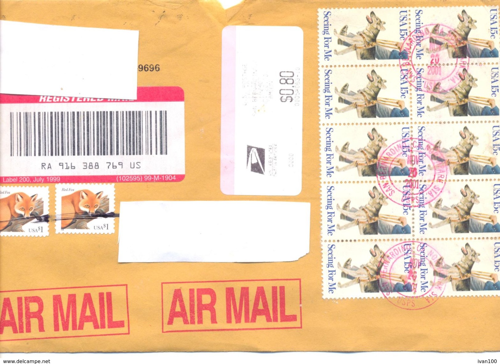 2001. USA, The Letter Sent By Registered Air-mail Post To Moldova - Lettres & Documents